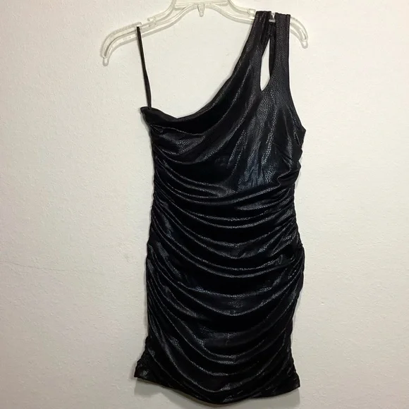 bebe black one shoulder dress Lace One Shoulder Bandage Dress In Black